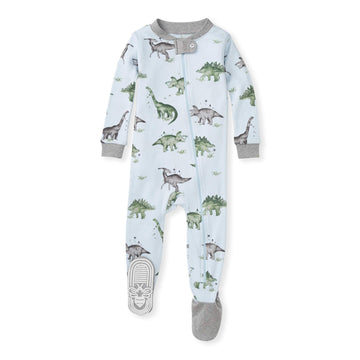 Burt'S Bees Baby Baby Boys Pajamas, Zipfront Nonslip Footed Pjs, Organic Cotton Baby And Toddler Sleepers, Happy Herbivores, 18