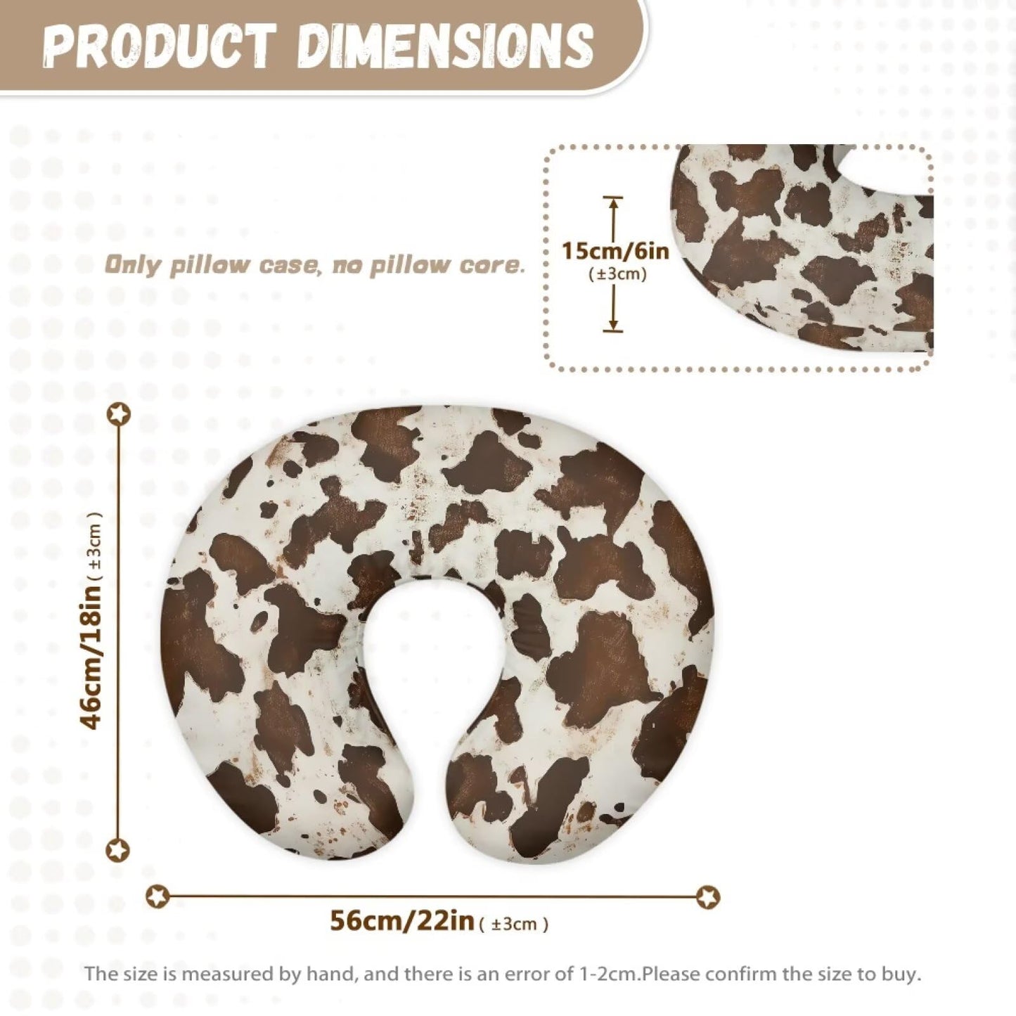 Tongluoye Brown Cowhide Nursing Pillow Cover For Baby Boy Soft Breastfeeding Pillow Slipcover Cow Baby Girl Newborn U-Shaped Bre