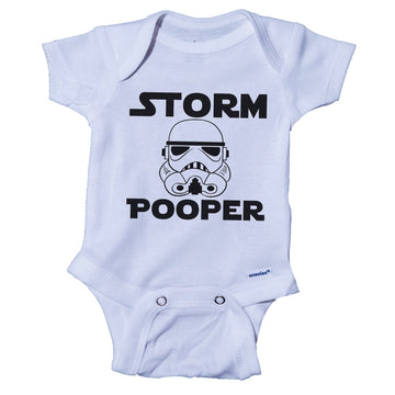 Ink Trendz Storm Pooper Trooper Themed Baby Onesie Bodysuit Romper (6-9 Months)