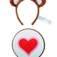 Fun Costumes Tenderheart Bear Care Bears Ears & Patch Costume Accessory Kit - Faux Fur Ears and Iron-On Patch - Standard - Multi