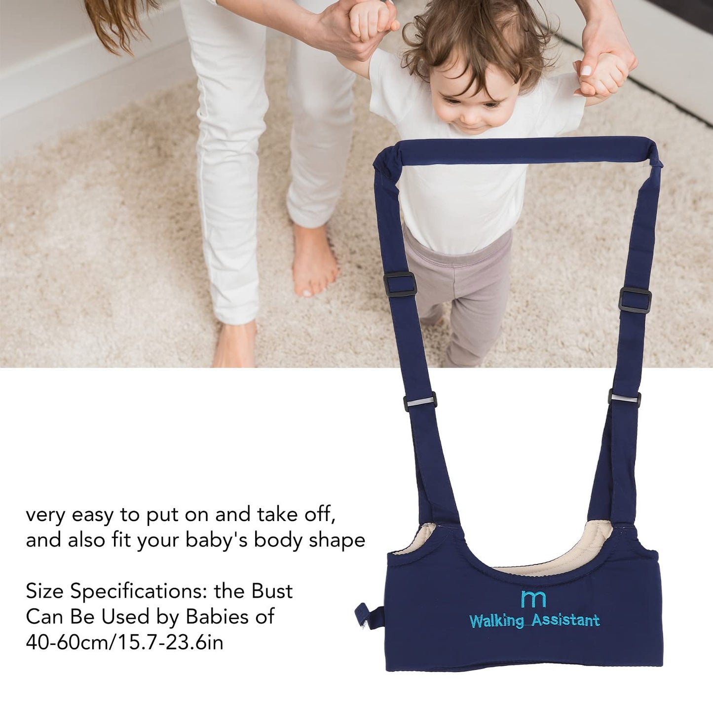 Baby Walking Harness, Adjustable Comfortable Breathable Anti Lost Baby Girl Walker For Infant Child Activity(Navy Blue)