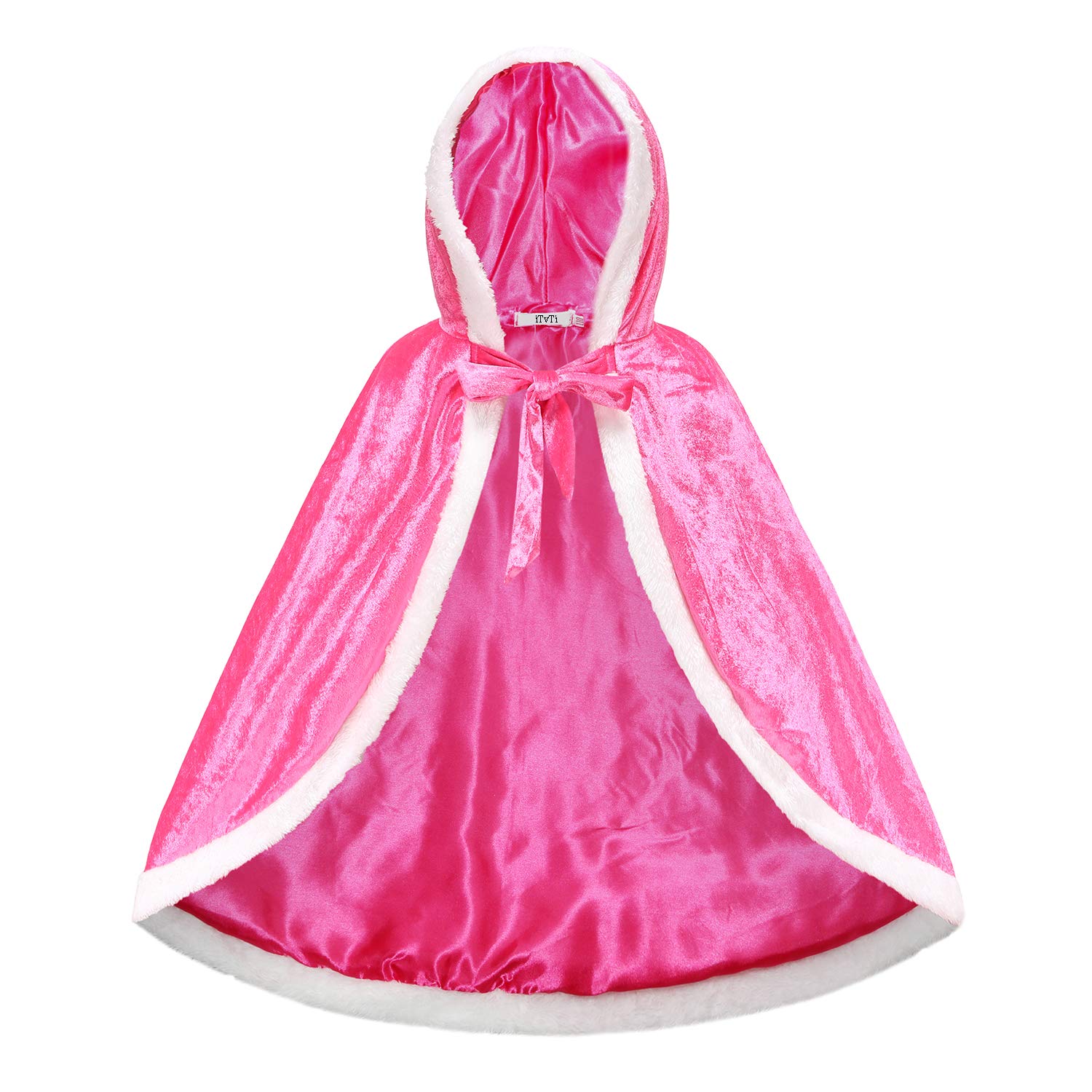 Itvti Princess Cloak With Hood Girls Cape Kid Toddler Costume Dress Up For Halloween Christmas Carnival Cosplay, Rose, 3-4 Years