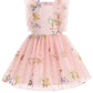 Ibtom Castle Spring Dress For Girls Birthday Party Floral Embroidered Tulle Dress Toddler Flower Girl Wedding Pageant Dress East