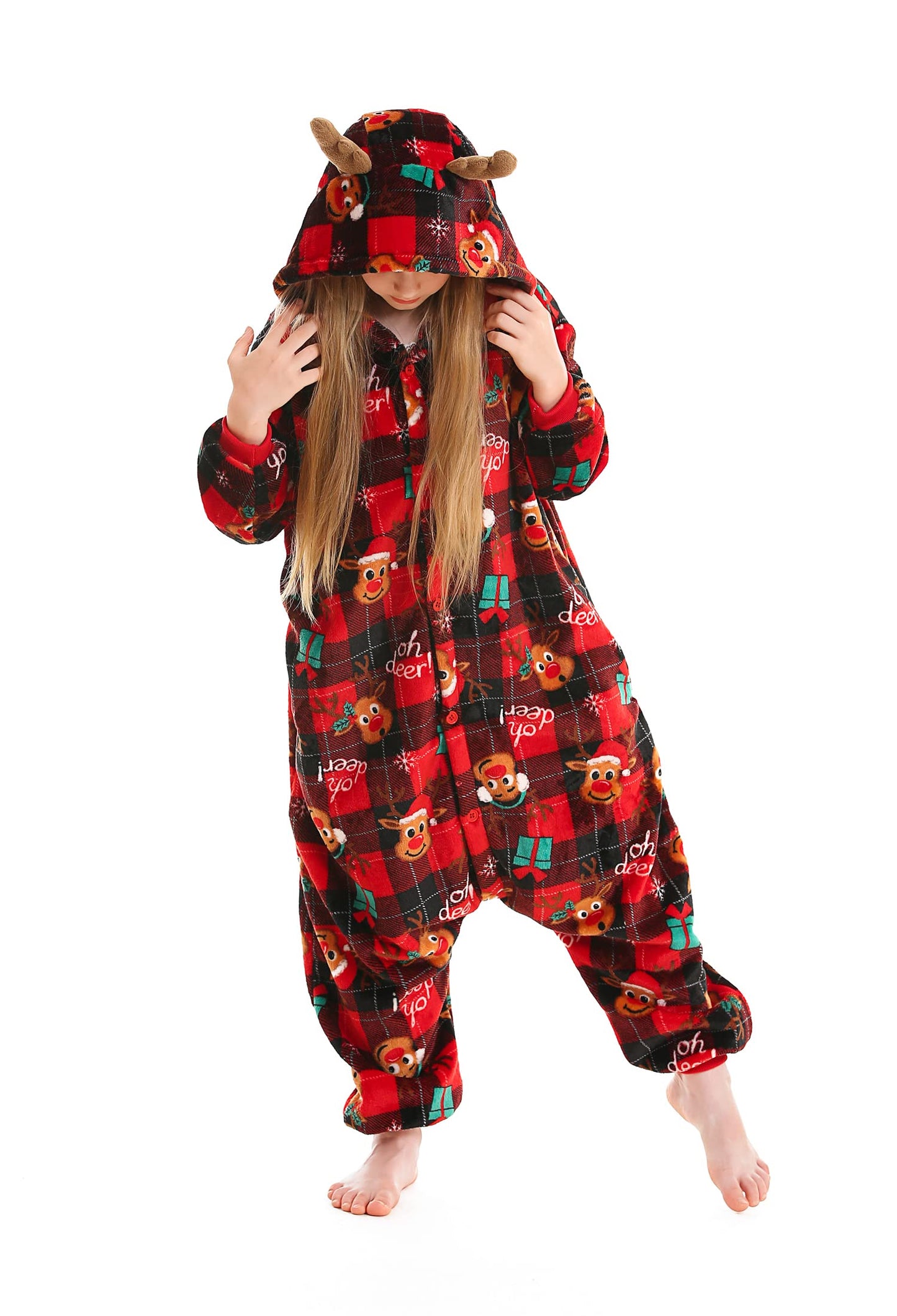 Atoz Onesie For Kids, Animal Pajamas Halloween Cosplay Costume For Girls Boys, Christmas Elk 4-5T