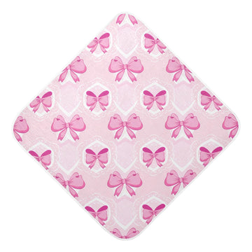 Flradish Light Pink Bows Hooded Baby Towels Soft and Ultra Absorbent Muslin Cotton Baby Bath Towel 30x30 Inch