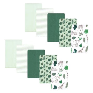 Hudson Baby Unisex Baby Flannel Burp Cloth 10Pk, Jungle, One Size