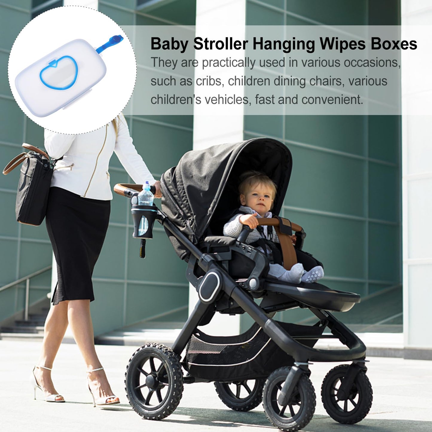 Healeved On- The- Go Wipes Dispenser Baby Wipe Holders Travel Stroller Box Refillable Container For Car Bathroom Living Room Pou