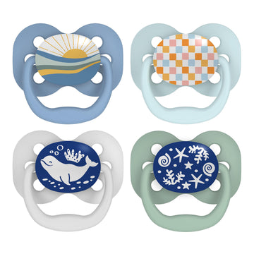 Dr. Brown'S Advantage Glow-In-The-Dark Baby Pacifier, Fully Symmetrical Soother With Soft Silicone Bulb, 0-6M, Bpa Free, Blue Su