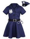 Getyothtop Girls Police Officer Costume Halloween Cosplay Costume (9-10 Years), Blue