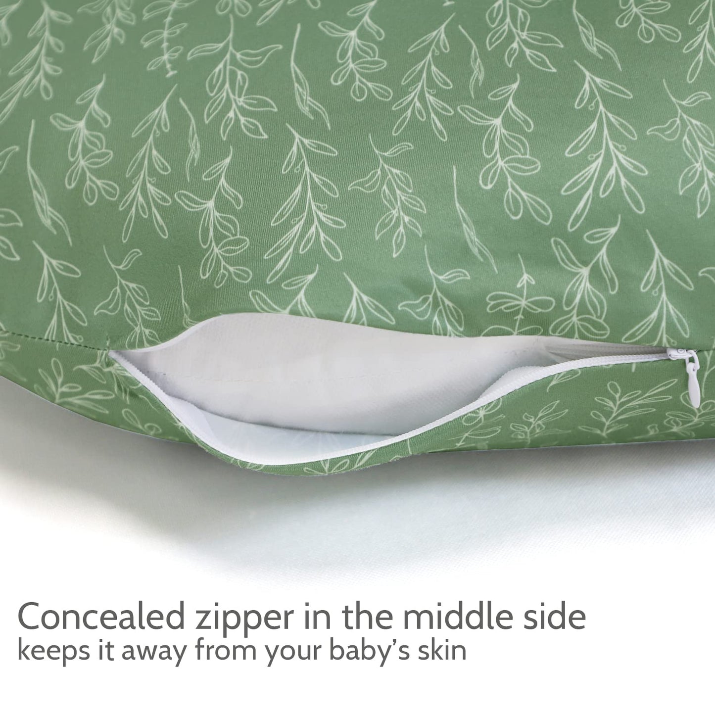 Hnhuaming Green Sage Nursing Pillow Cover, Breastfeeding Pillow Slipcover For Baby Girls/Boys, Soft Snug Fits On Newborn Feeding