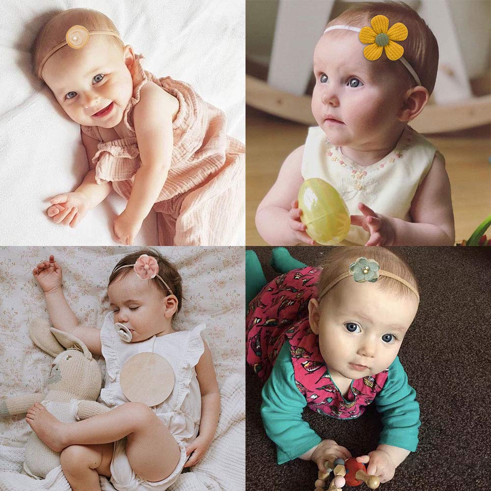 Jiahang Baby Girls Hair Bow Headbands Nylon Flower Hairband Blossoms Hair Accessories 10Pcs For Newborn Infant Toddlers