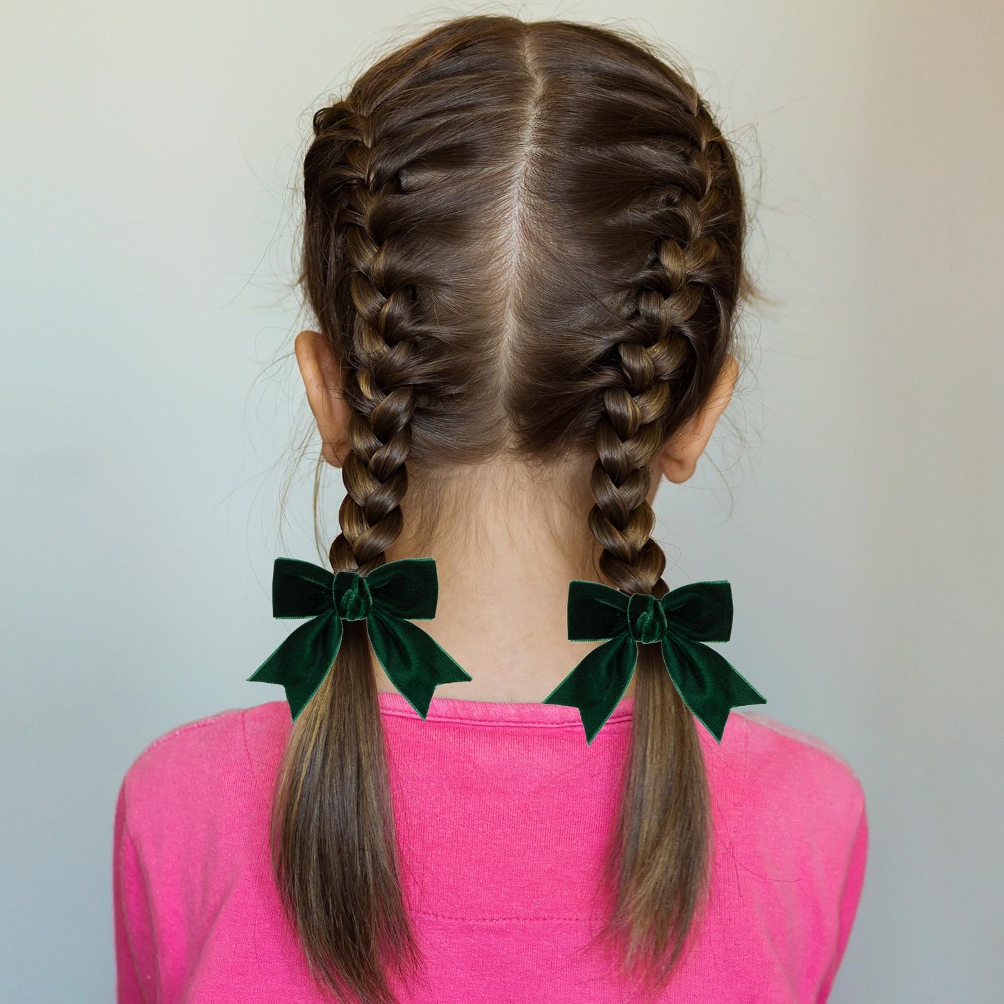 Cute Green Velvet Hair Bow Clips 3' Fall Bowknot Alligator Barrettes Hairpins For Baby Girls,Toddlers, Kids,Teens Christmas Par