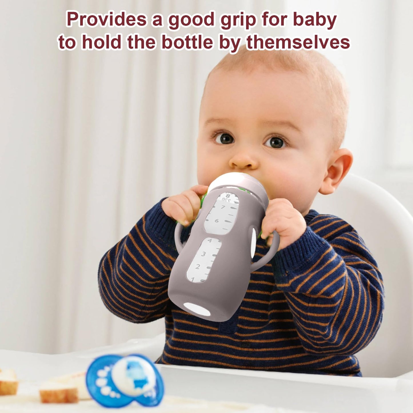 Juome Silicone Sleeves With Handles For Avent Natural Glass Baby Bottles - 3 Pack Anti Breakage Baby Bottle Holder For Philips A