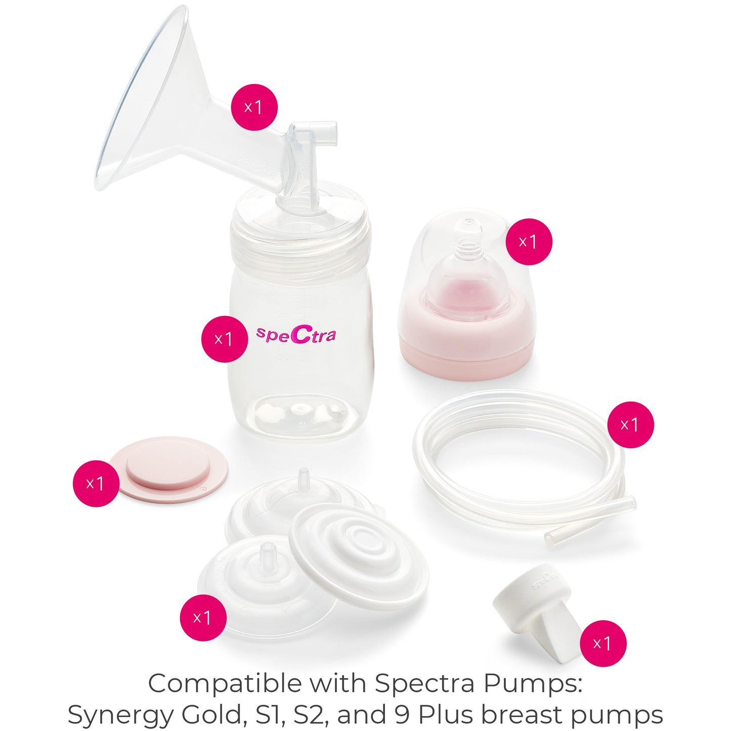 Spectra - Premium Breast Milk Pump Accessory Kit With Baby Bottles - Medium 24Mm - Breast Pump Accessories