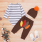 Detigee Baby Boy My 1St Thanksgiving Pant Set Newborn Turkey Bodysuit With Hat (Brown,0-3 Months)