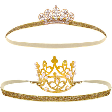Gold Baby Crown Baby Tiara Baby Crown Headband Crystal Crown Hair Belt For Little Girl Infant Princess Tiaras Birthday Elastic H