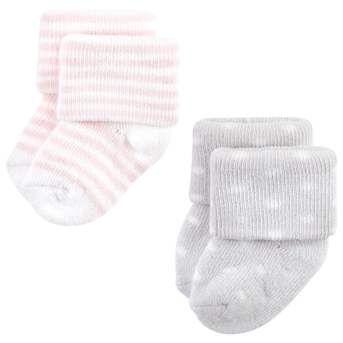 Hudson Baby Unisex Baby Cotton Rich Newborn And Terry Socks, Pink Gray Elephant, 0-6 Months
