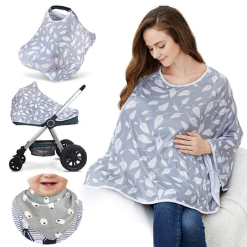 Baby Nursing Cover & Nursing Poncho - Multi Use Cover For Baby Car Seat Canopy, Shopping Cart Cover, Stroller Cover, 360       F