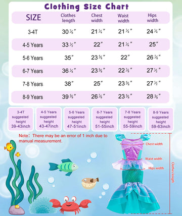 Oskiner Mermaid Costume For Girls,Mermaid Dress For Girls Kids (Blue, 4-5Years)