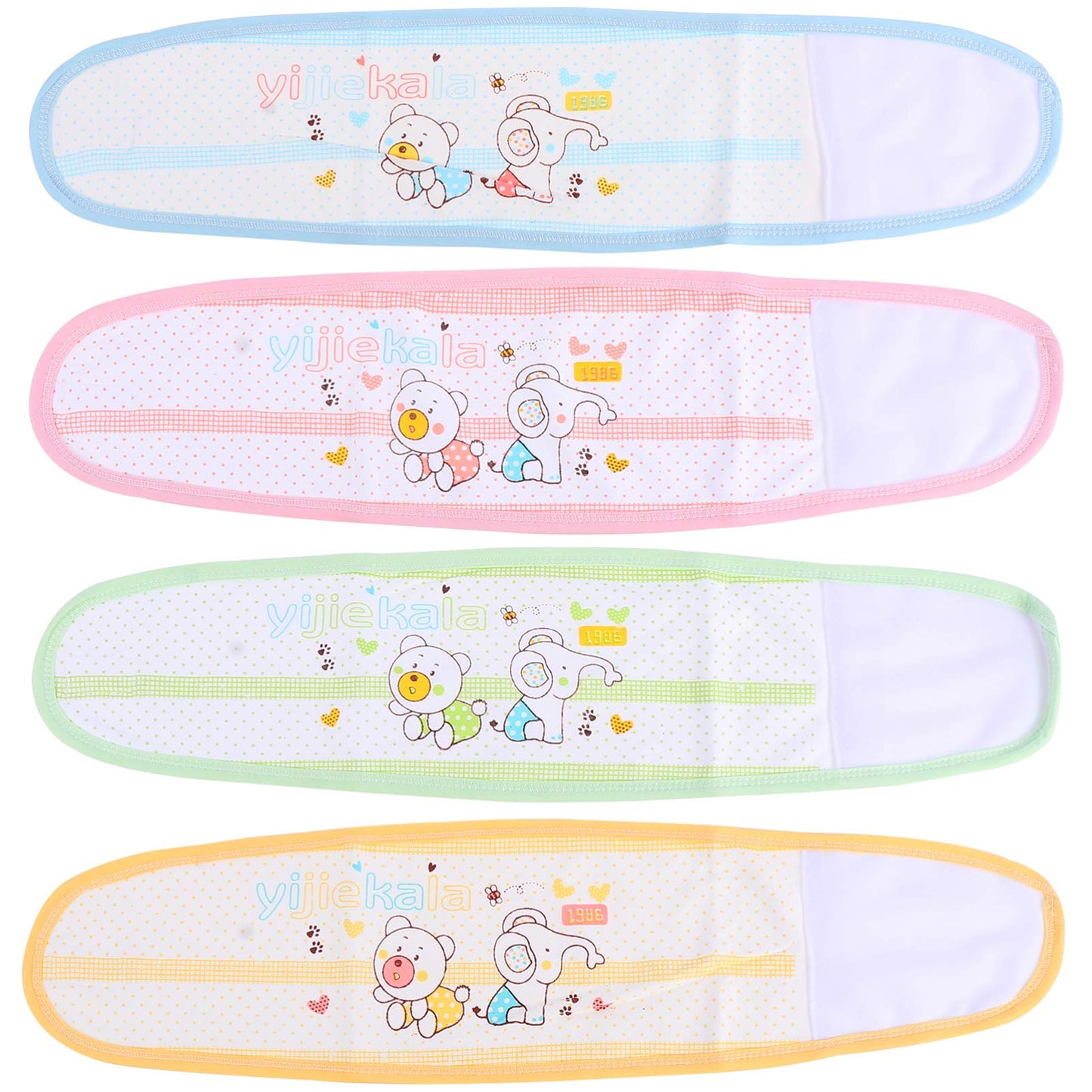 Heallily Baby Belly Button Band 4Pcs Newborn Belly Belt Cotton Umbilical Cord Infant Belly Band Cartoon Soft Newborn Navel Baby