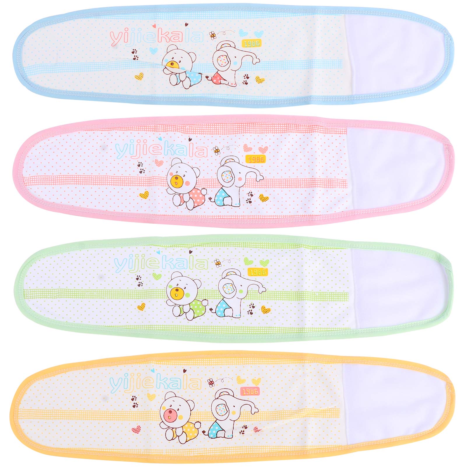 Heallily Baby Belly Button Band 4Pcs Newborn Belly Belt Cotton Umbilical Cord Infant Belly Band Cartoon Soft Newborn Navel Baby