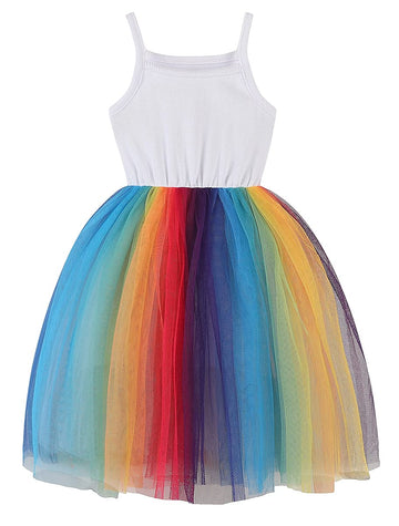 Btgixsf Baby Girls Tutu Dress Toddler Sleeveless Dresses Infant Tulle Sundress 580-Rainbow 4T