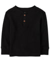 The Children'S Place Baby Single And Toddler Boy Long Sleeve Thermal Henley Top, Black, 4T