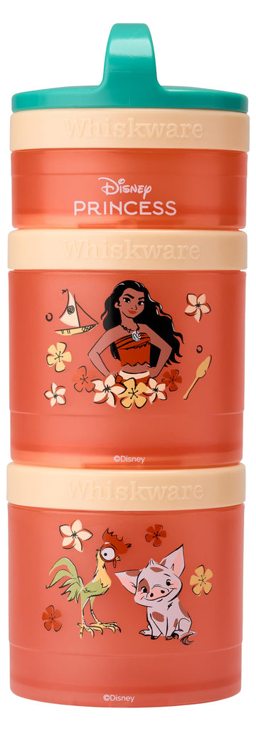 (Moana) Disney Princess Whiskware Stackable Snack Pack - 3 Jar + Handle - Blue/Orange/Pink