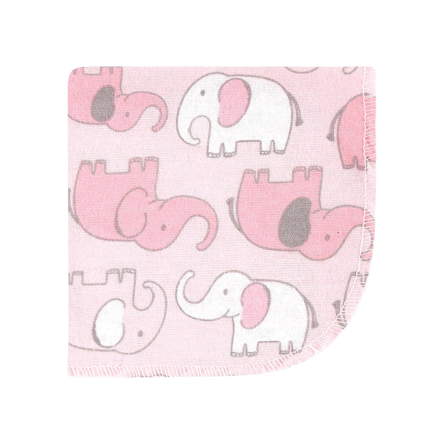Hudson Baby Unisex Baby Flannel Cotton Washcloths 12-Pack, Girl New Elephant, One Size