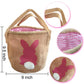 3Pcs Easter Bunny Basket - Burlap Carrying With Two Handles Gift And Eggs Hunt Bag, Fluffy Tails Printed Rabbit Toys Bucket Tote