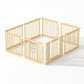 Baby Playpen with Gate, Wooden Playpen for Babies and Toddlers, Baby Play Yard with Colorful Acrylic Beads, Baby Fence Play Area