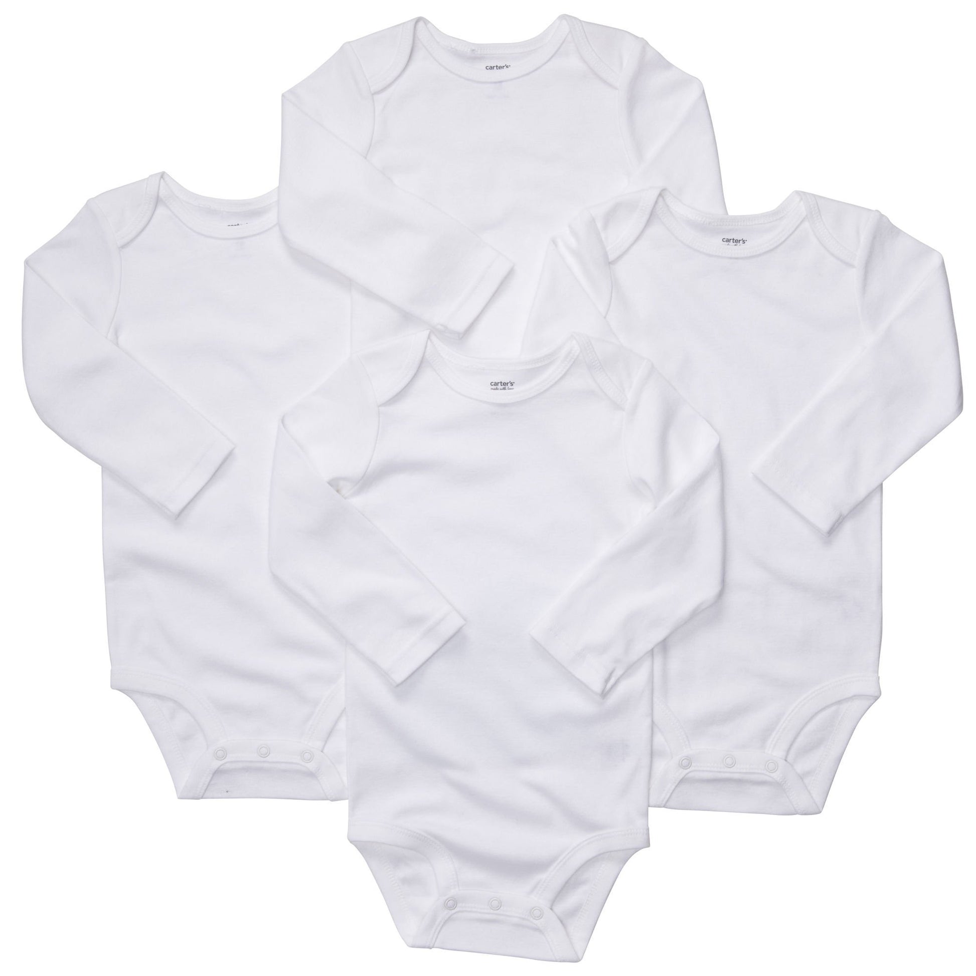Carter'S Unisex-Baby 4-Pack Long Sleeve Bodysuits - White - Newborn
