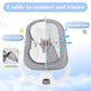 Baby Swing For Infants & Toddlers, Electric Bouncer With Remote Control, 3 Seat Positions, 5 Speeds, 5-Point Harness, Grey