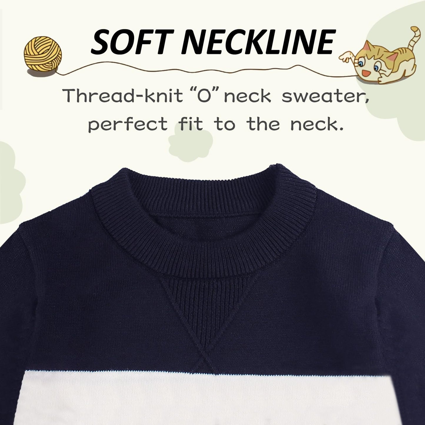 Peecabe Toddler Baby Cable Knit Sweater For Boys Long Sleeve Crewneck Striped Cotton Pullover Sweatshirt Fall Winter 1-5T (3T, N