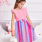 Arshiner Toddler Dress Little Girls Sleeveless Bow Tie Cute Pink Rainbow Valentine Birthday Party Sundress Size 4