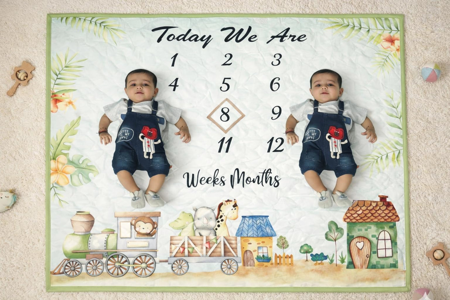 New Comers Milestone Baby Blanket For All Season Multiuse Cotton Blanket & Prop For Summer/Winter/Ac Room Blankets For Kids/New 