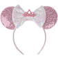 Foeran Mouse Ears Headbands, Sequin Mouse Ears Headband With Bow For Kids Adults Women, Accessories For Birthday Party Cosplay C