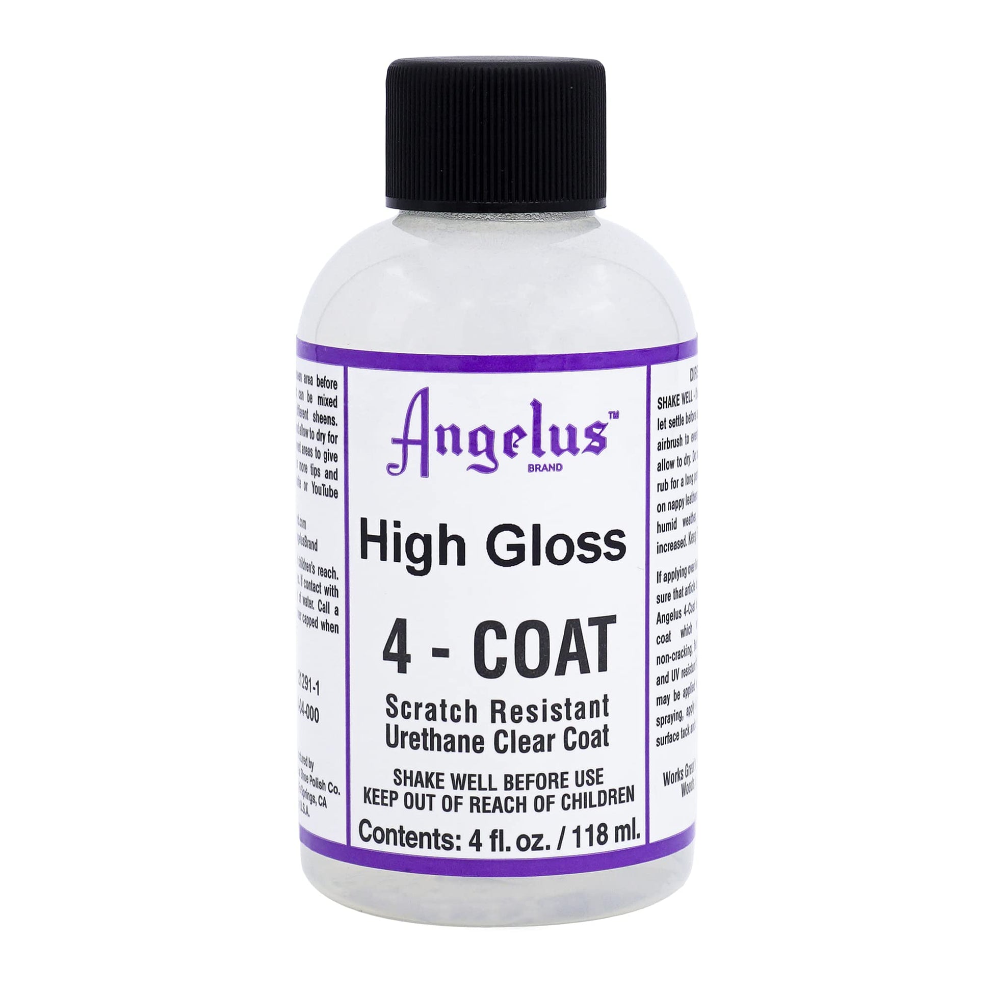 Angelus 4-Coat Leather Clear Coat Finisher High Gloss 4Oz- Scratch Resistant