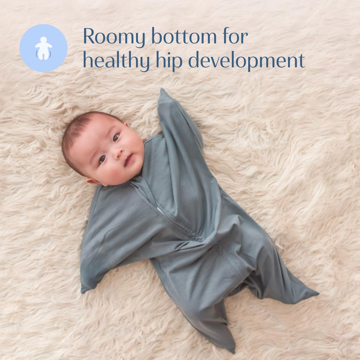 SleepingBaby Zipadee-Zip Transitional Swaddle Sack, 4-8 Month - Roomy Zipper Swaddle for Easy Diaper Changes and Proper Hip Deve