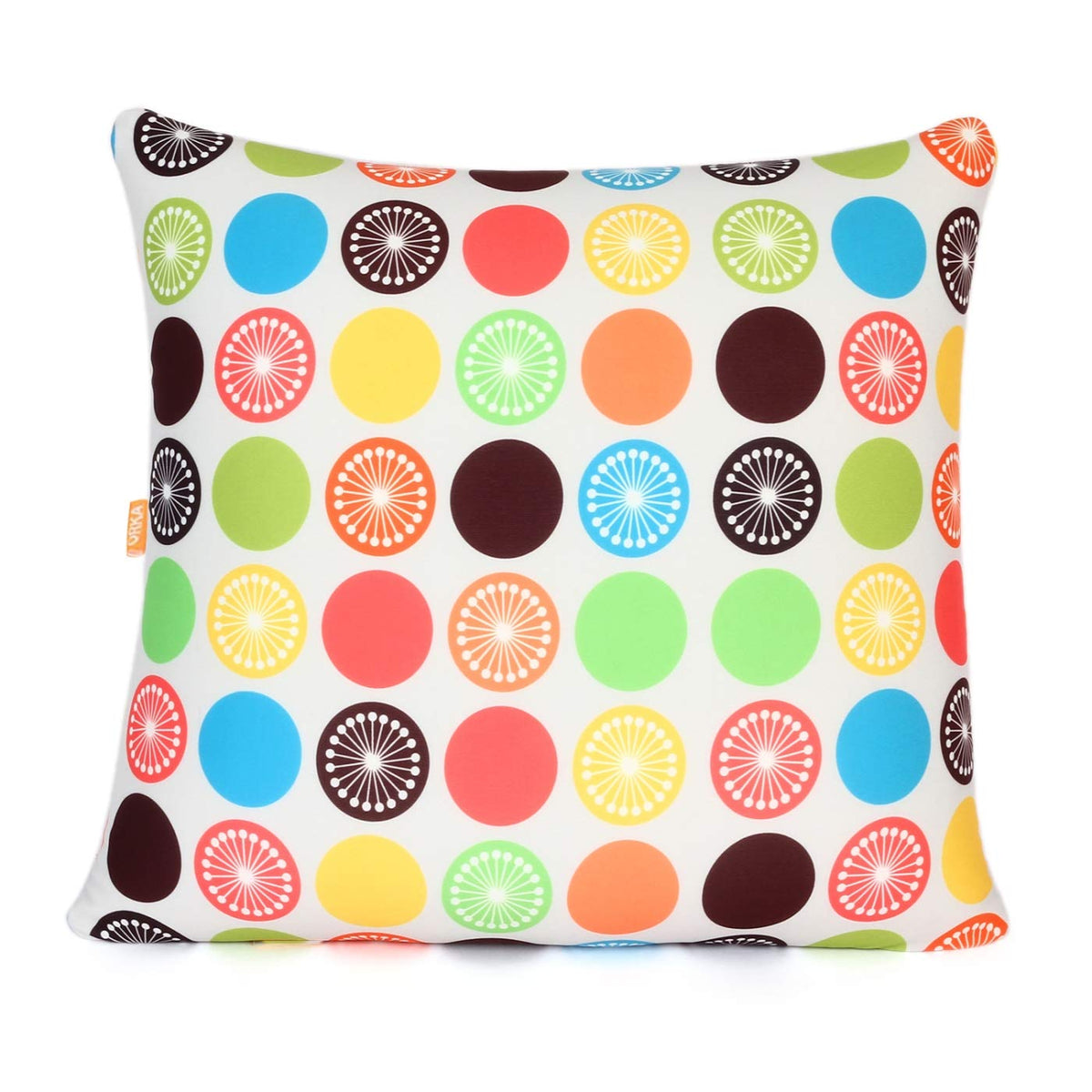 Orka Digital Printed Spandex Filled with Microbeads Square Cushion 14 X 14 Inch  Multicolor