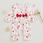 Doisbetthsay Valentines Day Baby Girl Outfit Long Sleeve Heart Print Romper Bodysuit Jumpsuit With Headband Baby Clothes (Valent