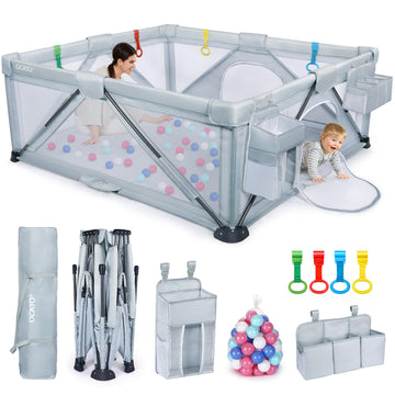 Baby Playpen: Foldable Playpen For Babies And Toddlers Large Play Pen Portable Playpen Fence Kids Safety Area Travel Play Yard W