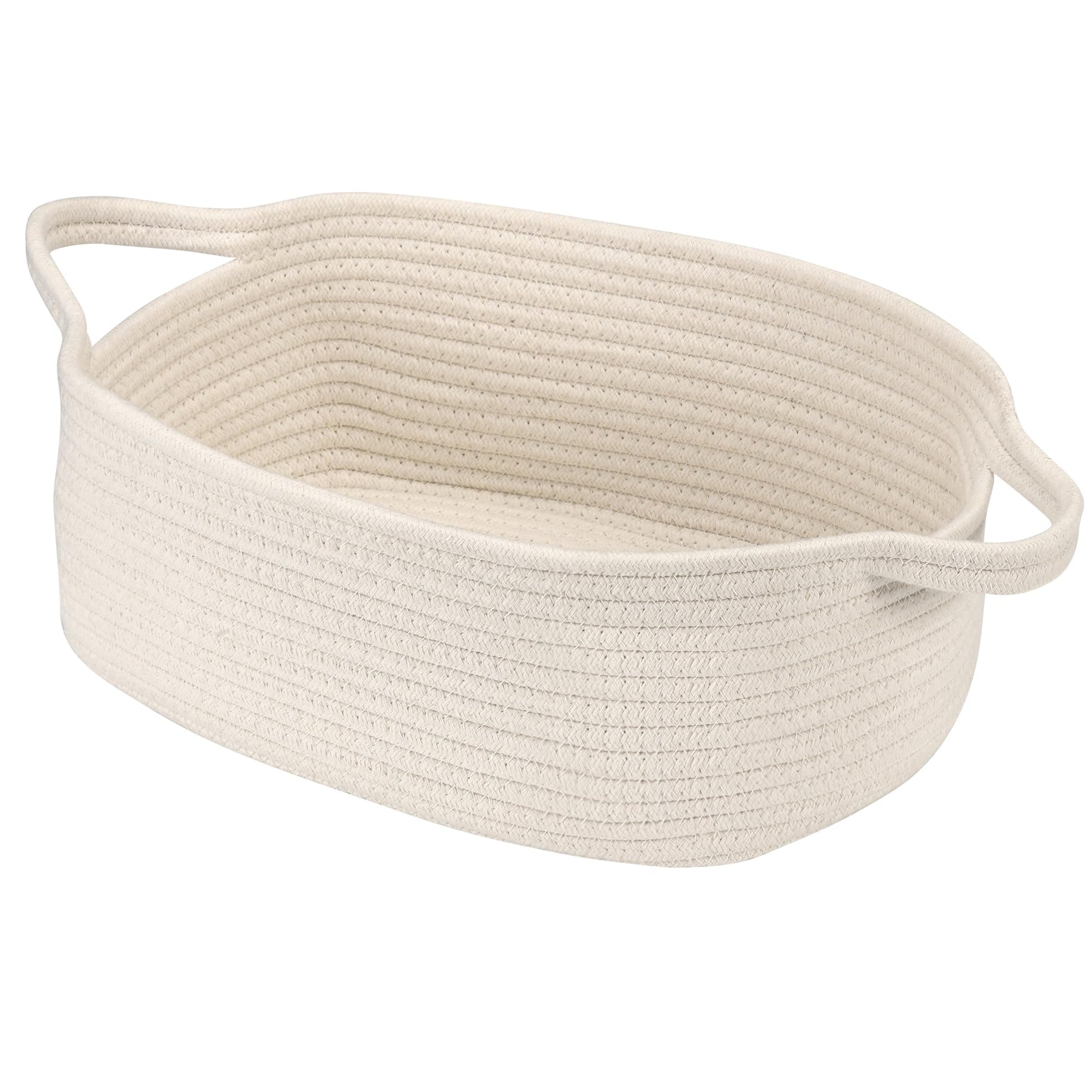 Small Woven Cotton Rope Basket Cute Baby Gift Baskets Empty Decorative Storage for Organizing Shelves Closet Baby Nursery Basket