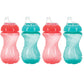 Nuby 4 Piece No Spill Easy Grip Trainer Cup 10 oz (Coral & Aqua)