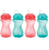 Nuby 4 Piece No Spill Easy Grip Trainer Cup 10 oz (Coral & Aqua)
