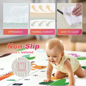 Baby Play Mat 79 '  71 ', Mergren Extra Large Foldable Foam Floor Play Mat For Babies Xpe Waterproof Crawling Mat, Anti-Slip,T