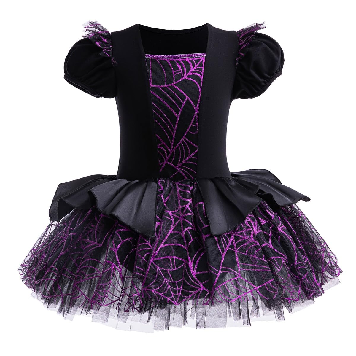 DYMCII Baby Girls Princess Ballet Dress Short Sleeve Leotards Skirted Tutu Witch Halloween Christmas Party Fancy Costume Black 3