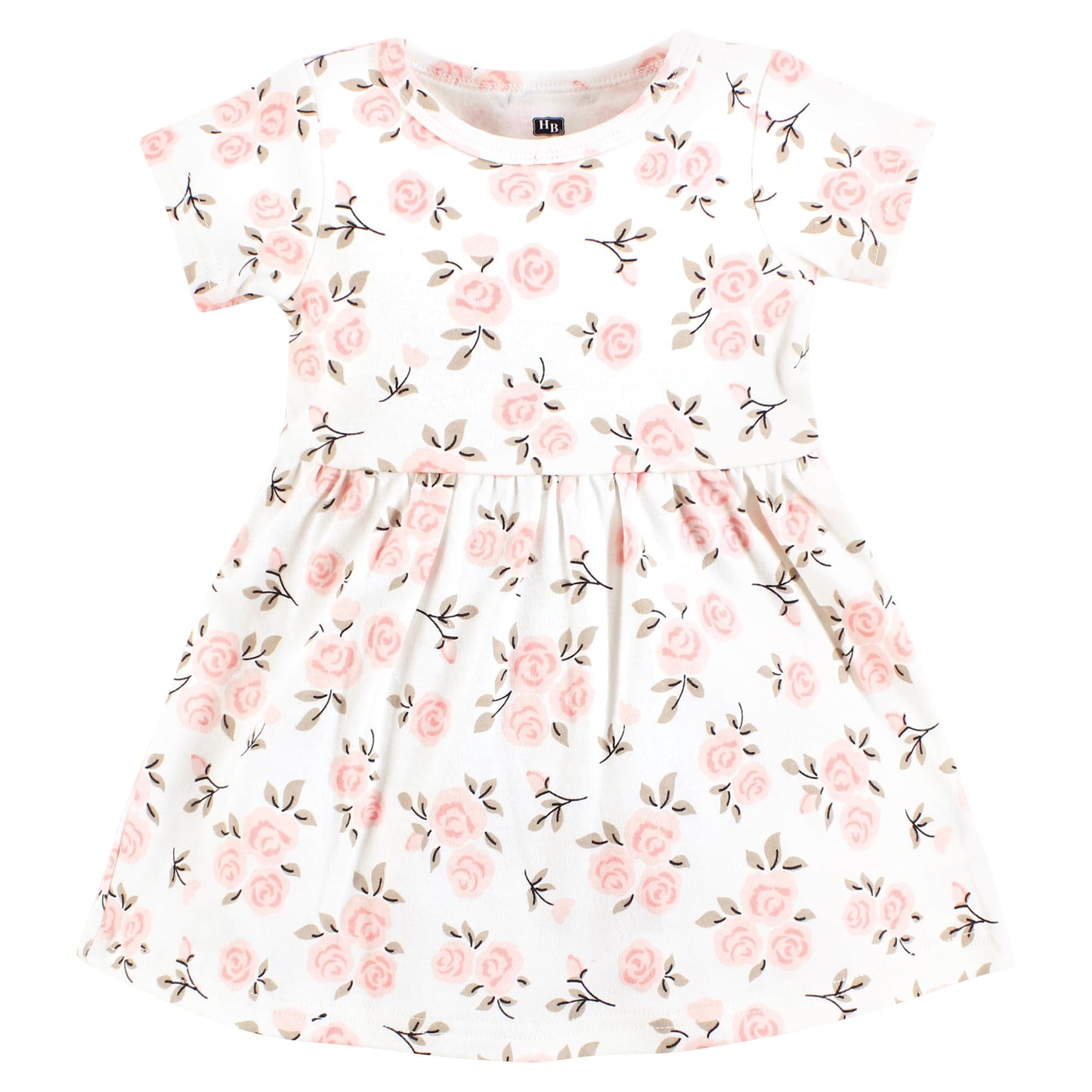 Hudson Baby Baby Girls Cotton Dresses, Neutral Pink Floral, 12-18 Months