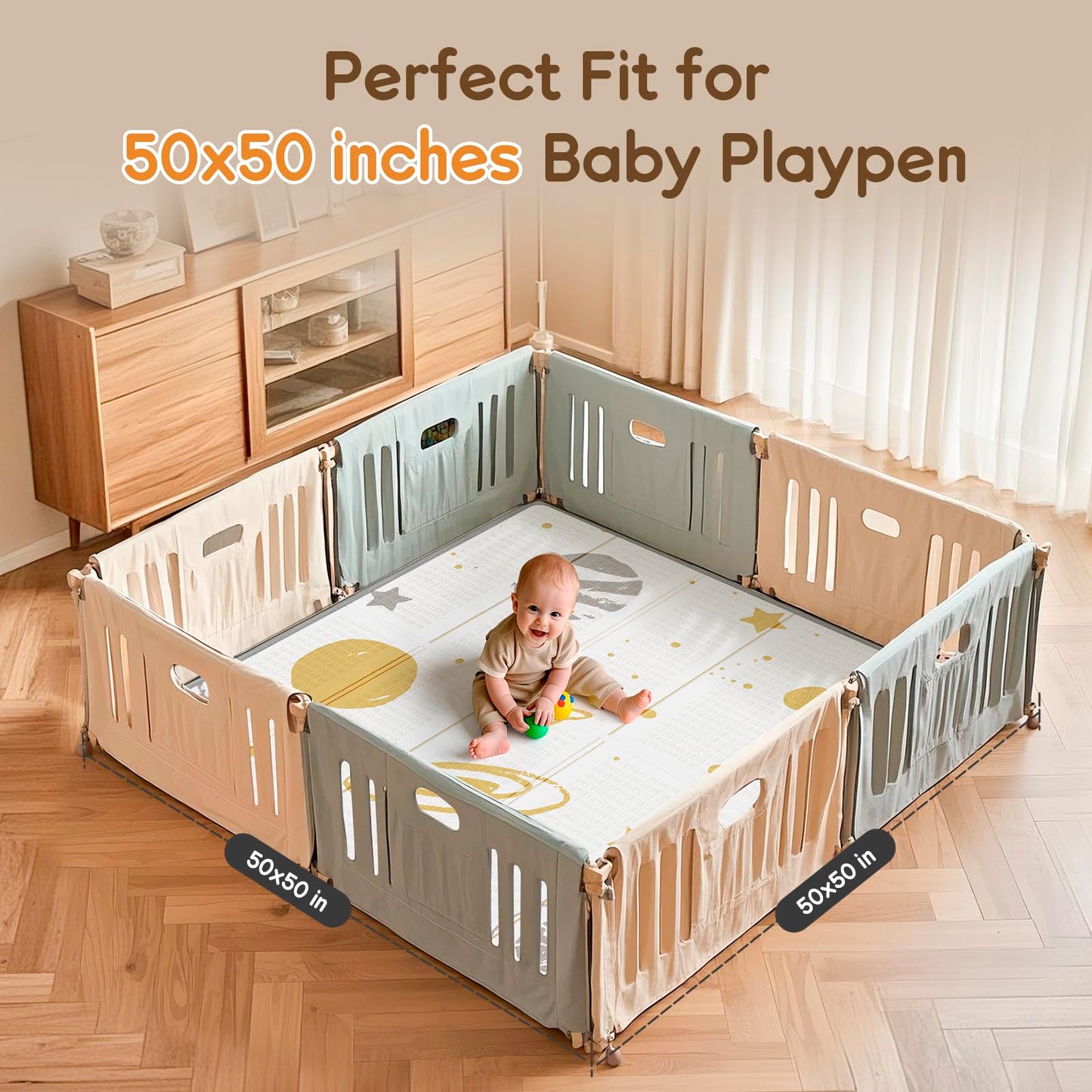 Foldable Baby Play Mat, Piglog Waterproof Playmats For Babies And Toddlers Kids, Safe Foam Playmat For Tummy Time, 50X50 Playpen