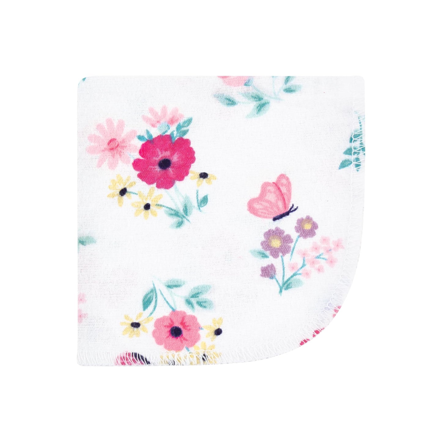Hudson Baby Unisex Baby Flannel Cotton Washcloths, Butterfly Floral 10 Pack, One Size